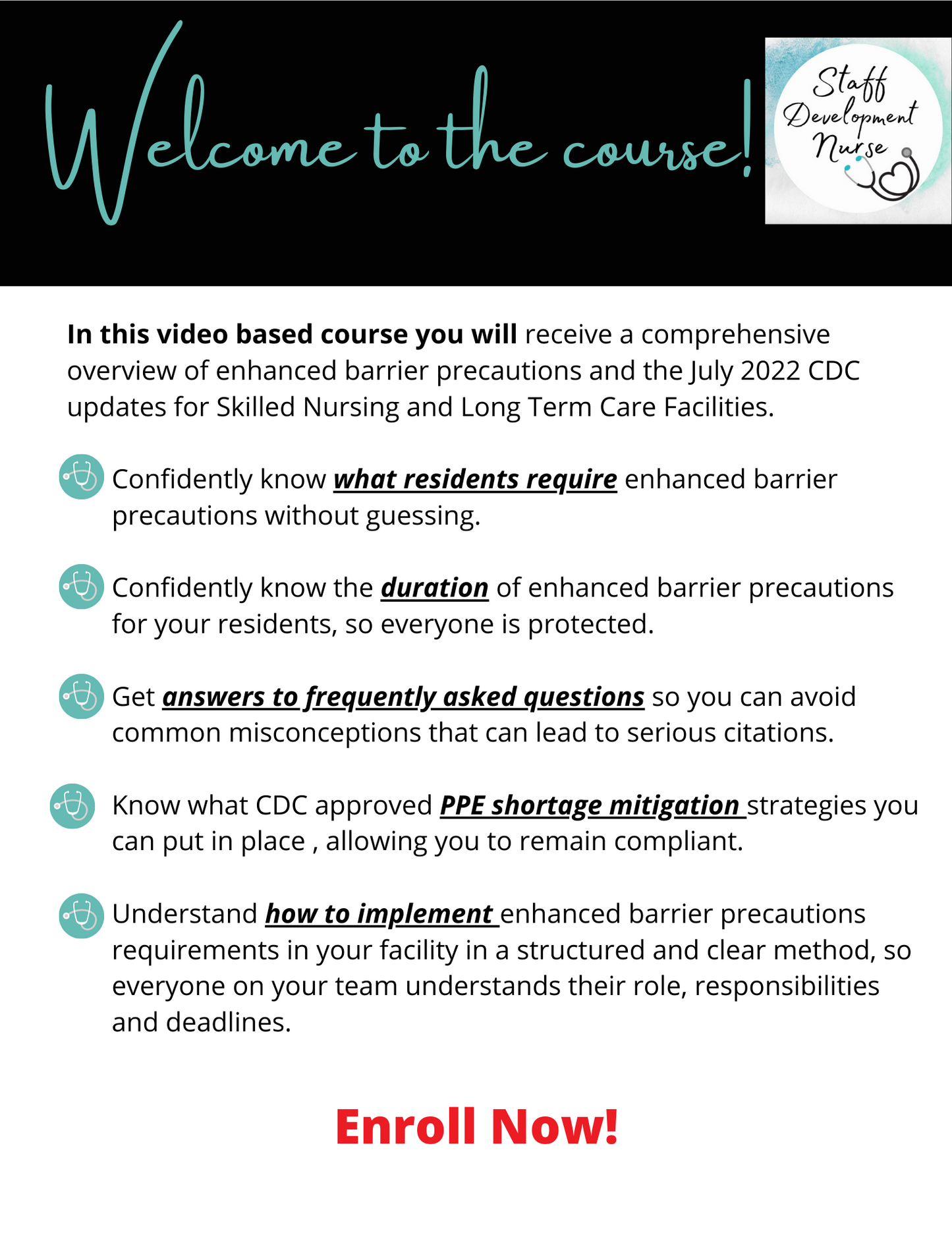 Enhanced Barrier Precautions in LTC Staff Development Nurse